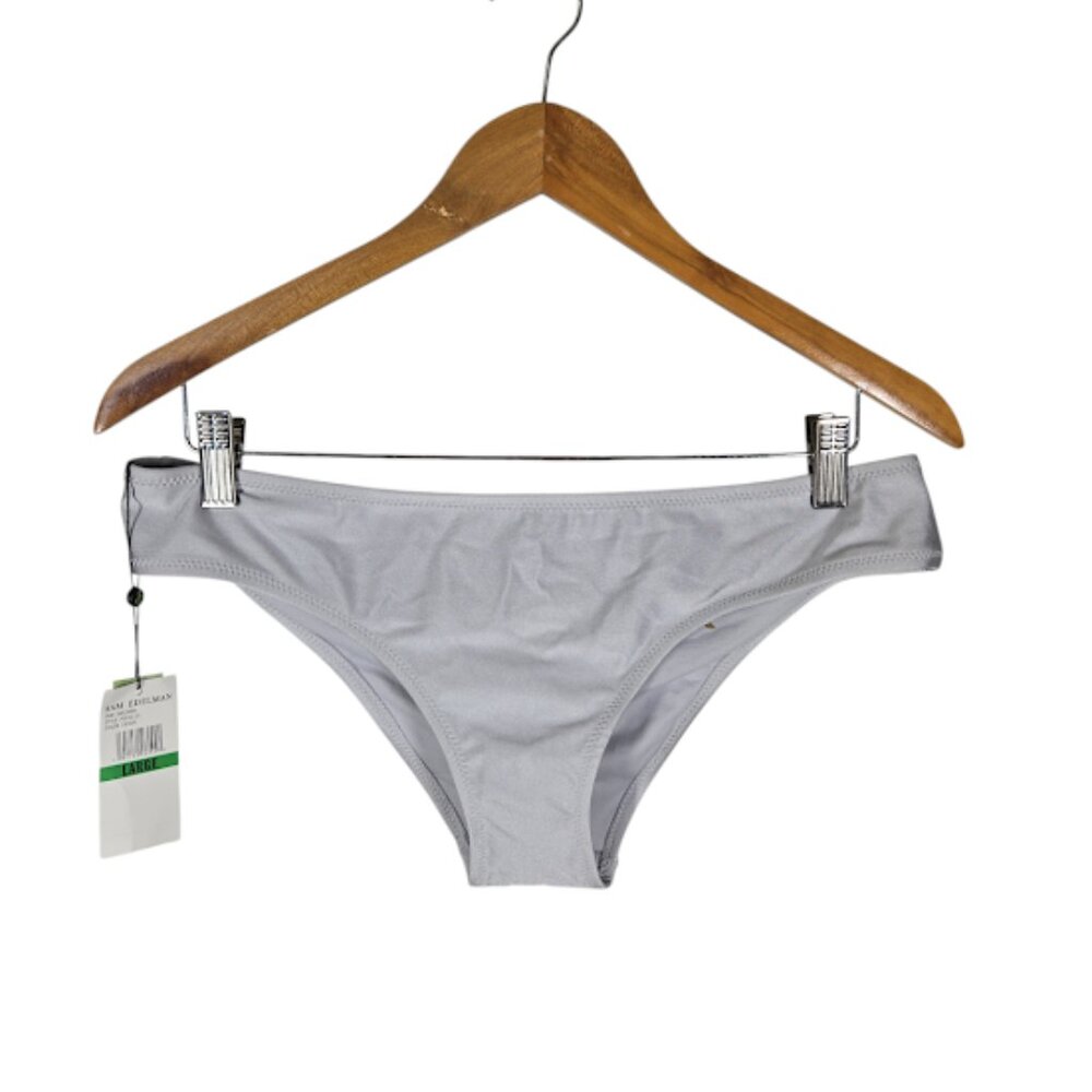 SAM EDELMAN  Cheeky Hipster Bikini Bottom Silver Size L NWT